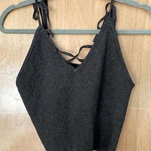 la hearts sweater tie up tank